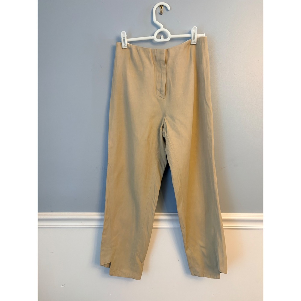 Acne Studios Womens Beige Tailored Straight Leg Trousers High Rise Slit Hem